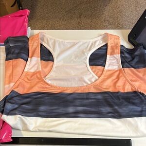 Athletica Peach and Gray Striped Tank
